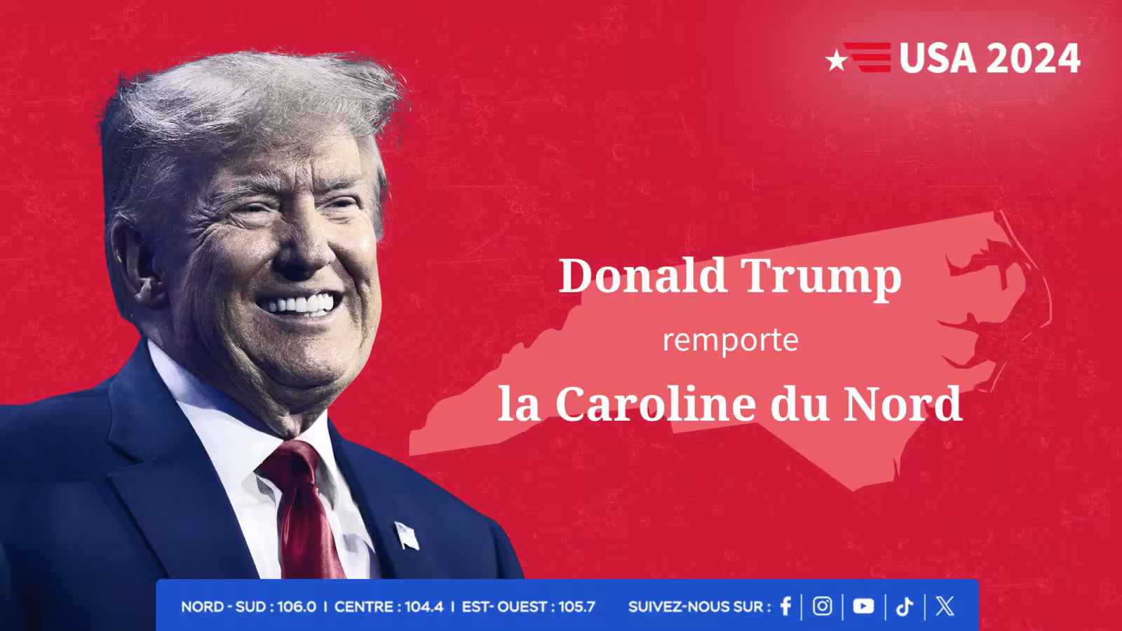 Élection américaine 2024 : Donald Trump remporte l'État clé de Caroline du Nord