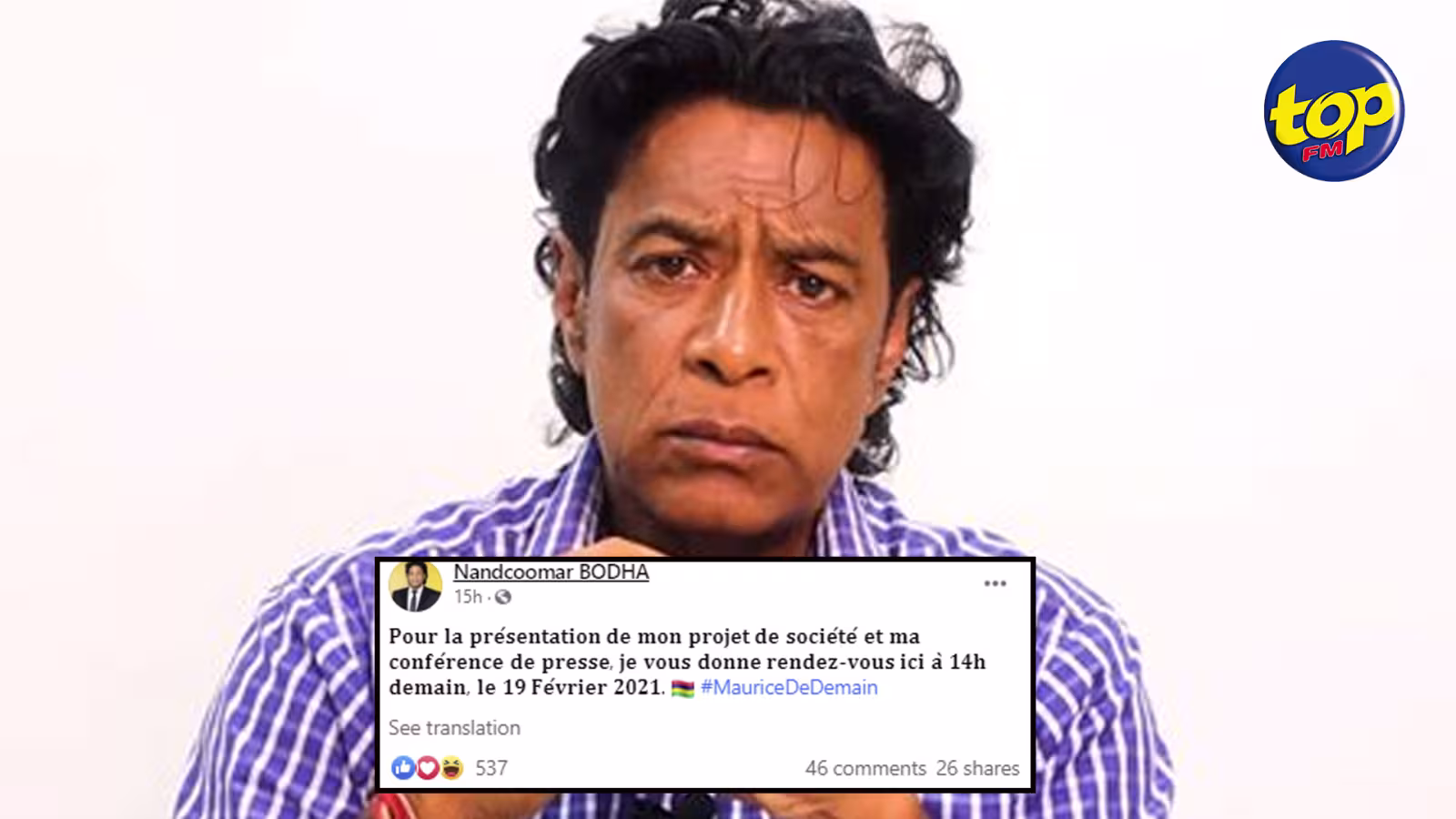 À suivre en direct : Nando Bodha en conférence de presse à 14 heures ce vendredi