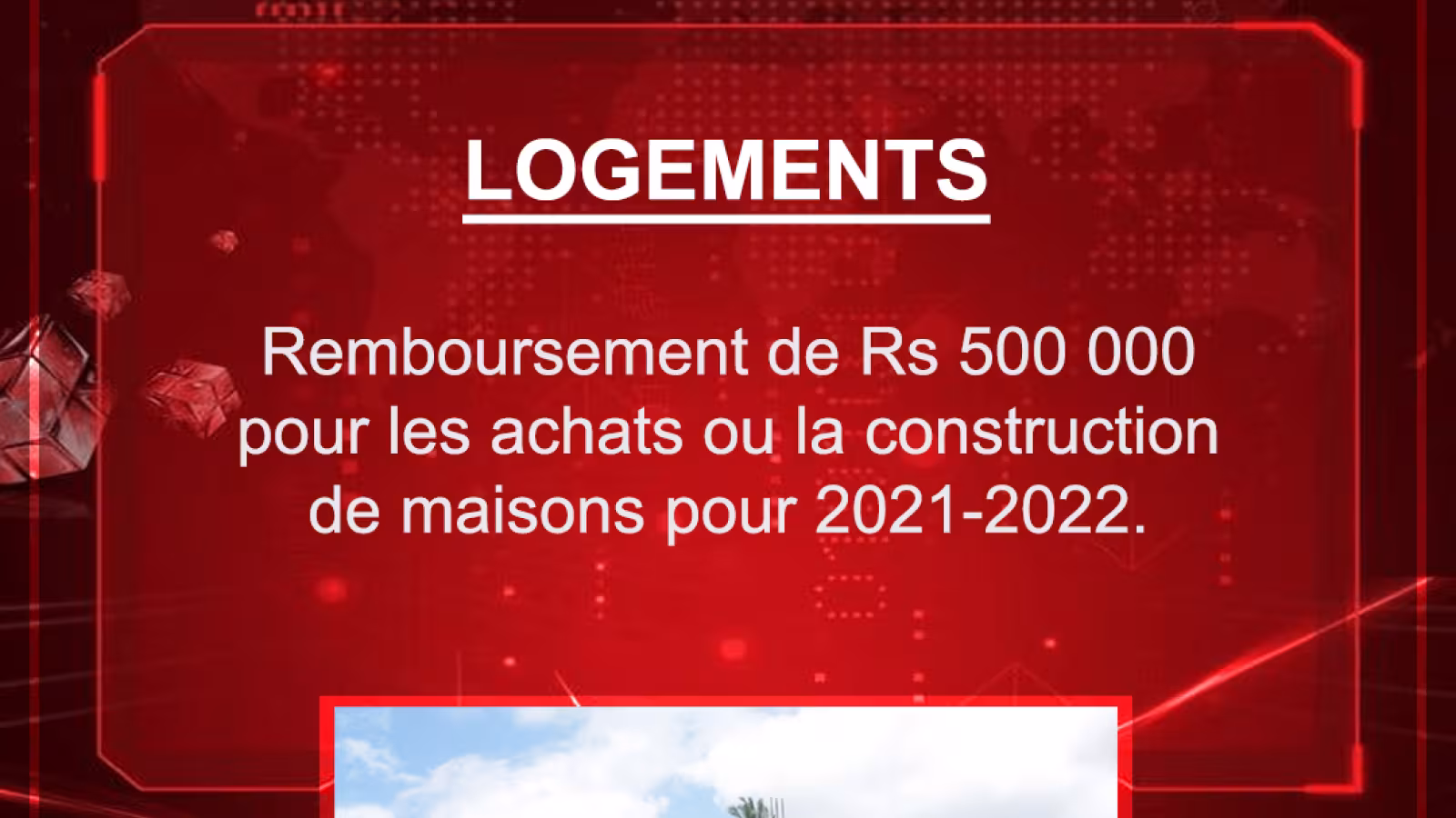 Budget 2021-2022 : Remboursement de Rs 500 000 pour les achats ou la construction de maisons pour 2021-2022