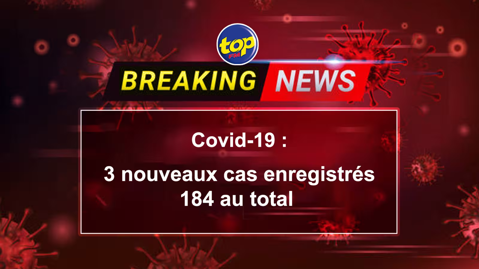COVID19 : 3 nouveaux cas enregistrés – 184 au total