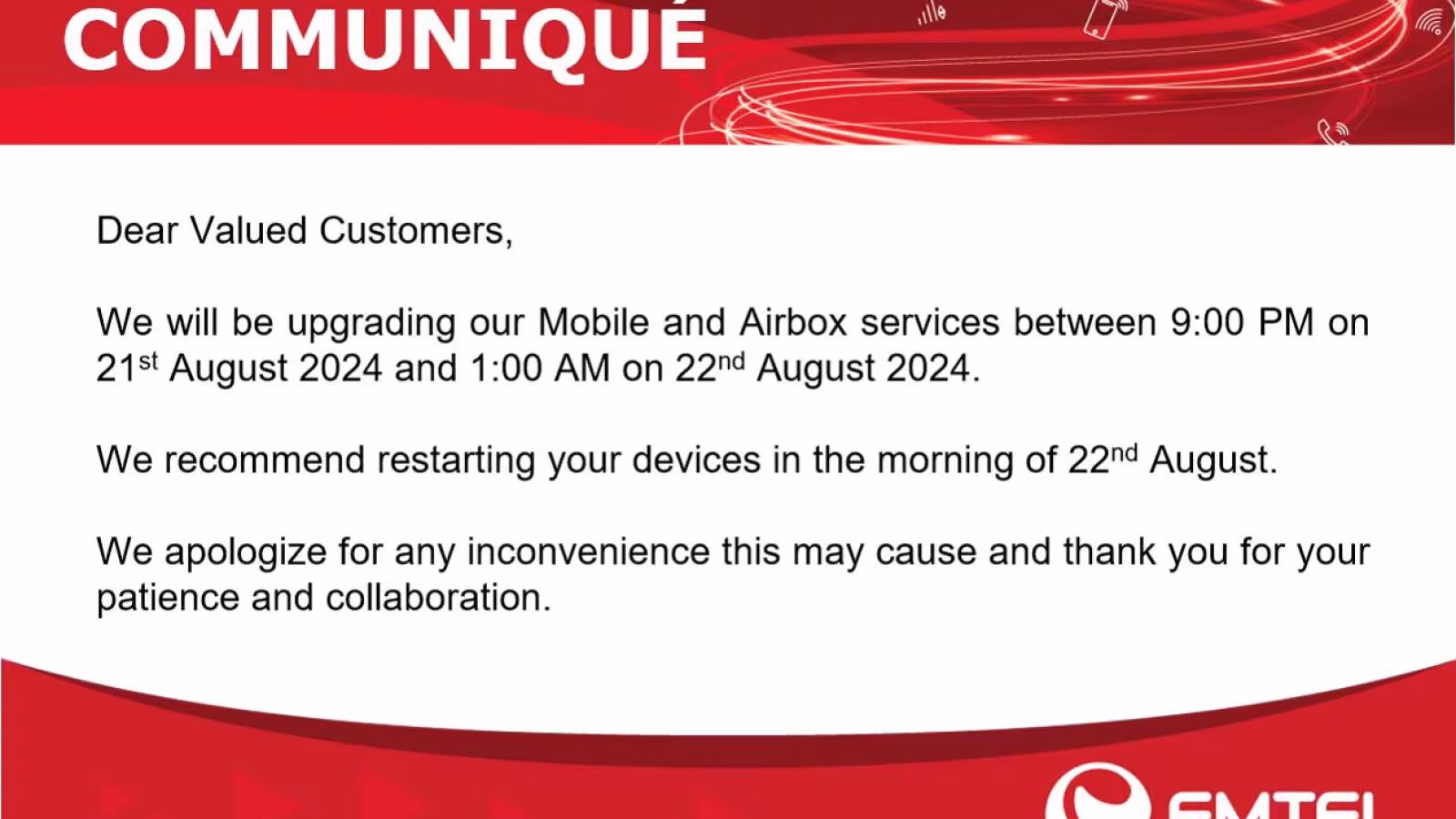 Emtel : Mise à jour de ses services mobiles et Airbox ce mercredi soir
