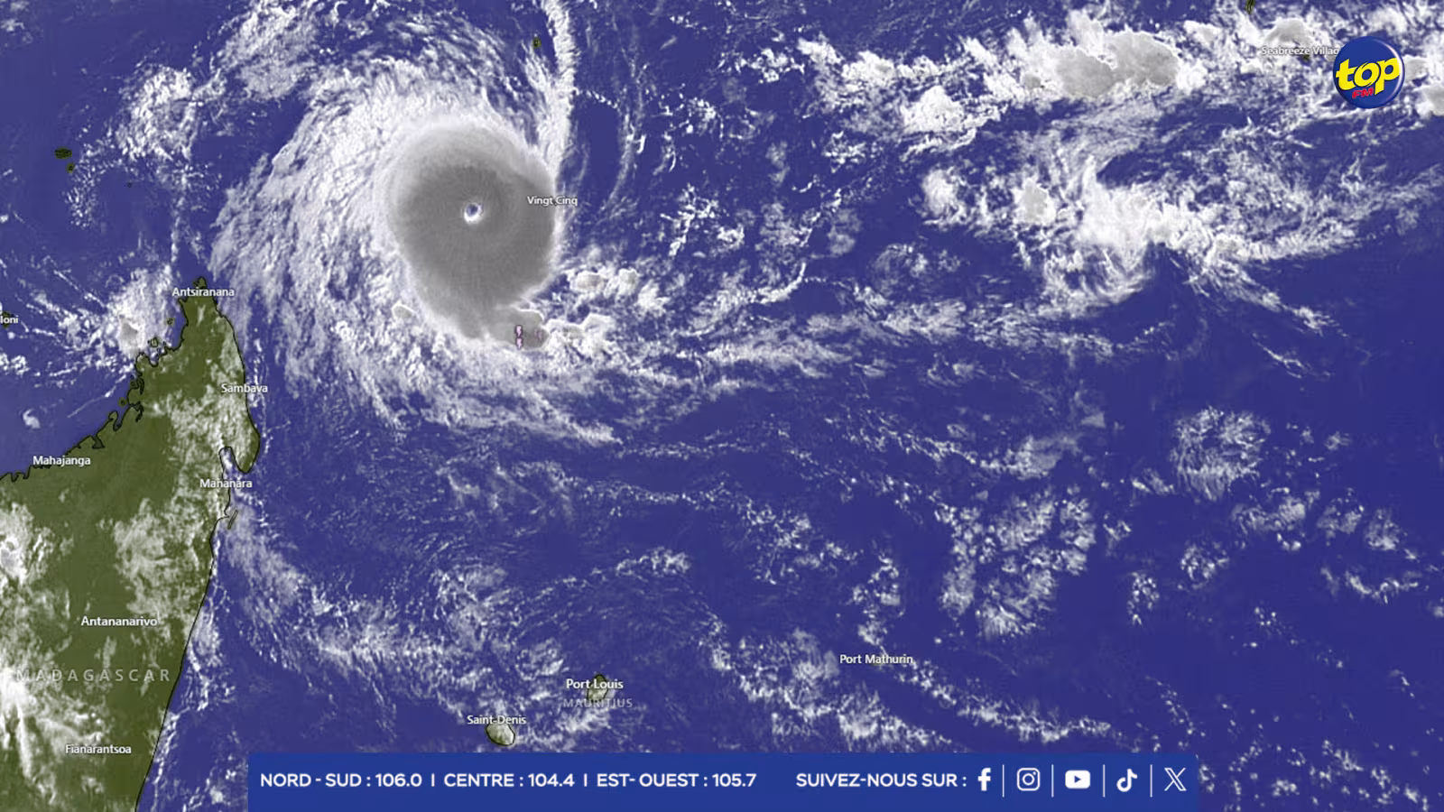 Le cyclone tropical ''CHIDO'' s'est intensifié en un cyclone tropical intense : l’avertissement de fortes pluies, de vents forts et  de fortes houles est maintenu 