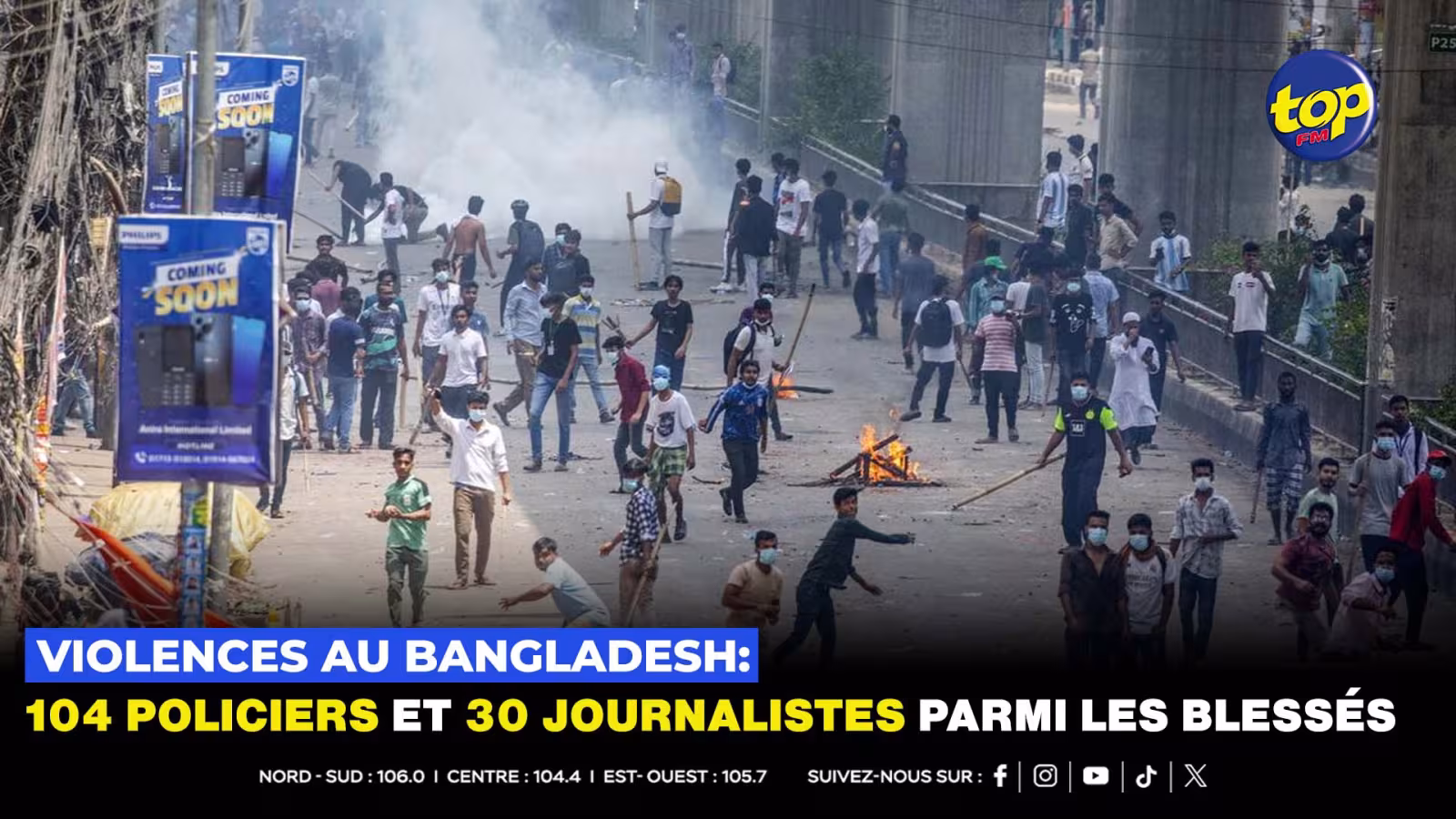 Violences au Bangladesh: 104 policiers et 30 journalistes parmi les blesses