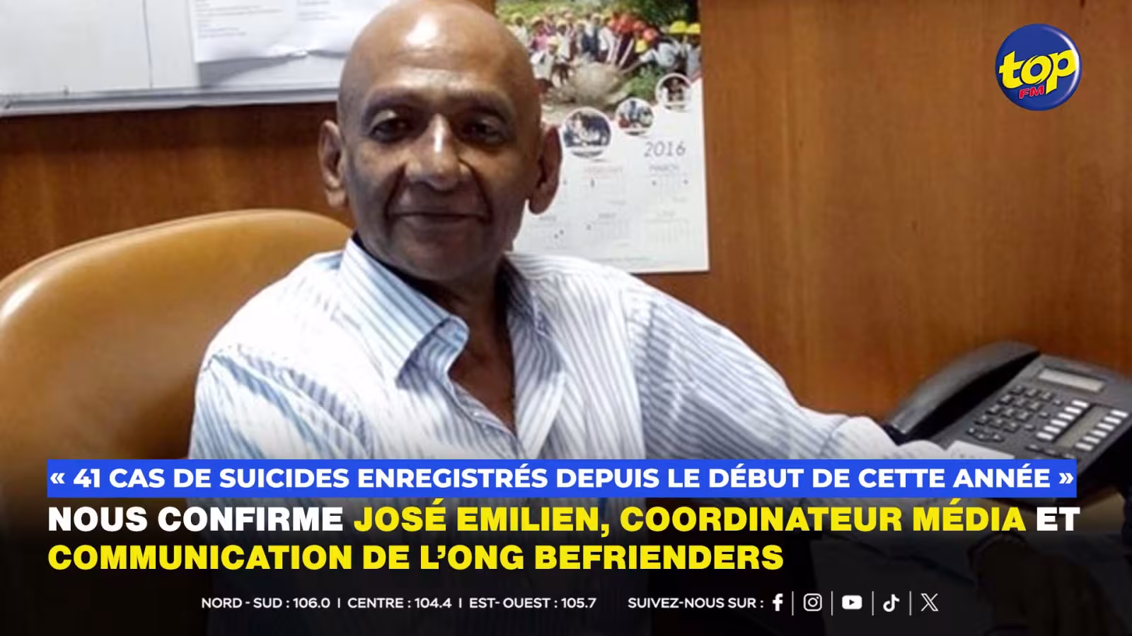 « 41 cas de suicides enregistrés depuis le début de cette année », nous confirme José Emilien, Coordinateur média et communication de l’ONG Befrienders