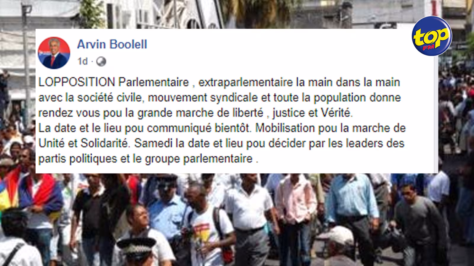 Grande marche pour la liberté, la justice et la vérité : « Le pays exige des élections générales anticipées », affirme le leader de l’opposition