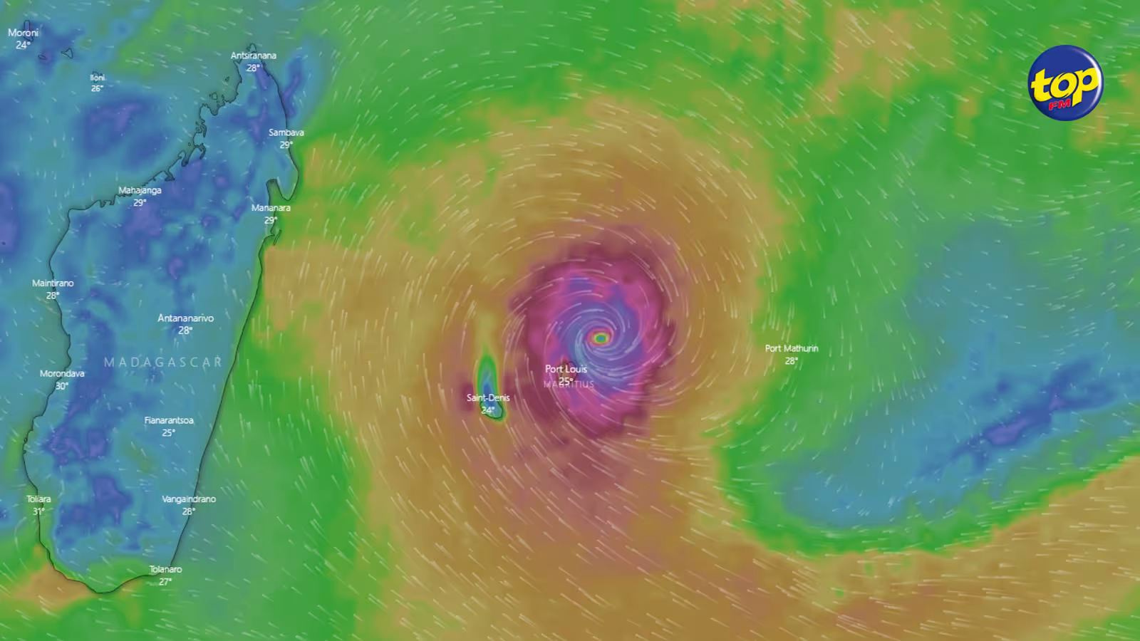 L’alerte 3 maintenue : Au cours des dernières trois  heures, un ralentissement temporaire du  cyclone tropical intense Batsirai noté par la Station Météo de Vacoas.