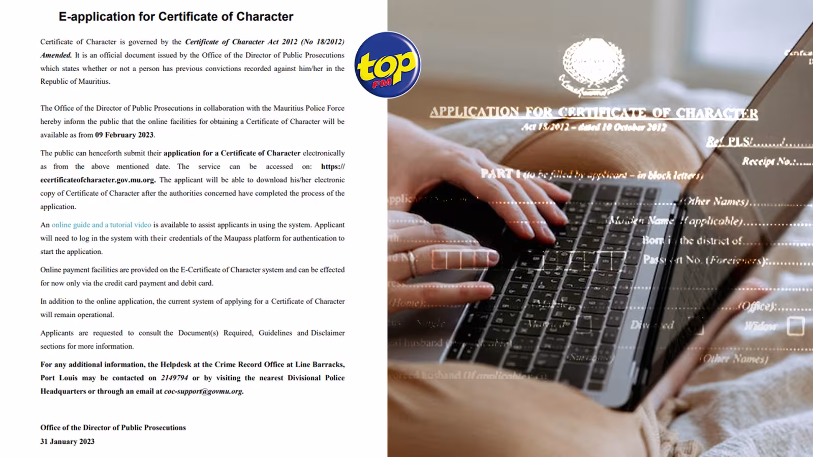 Certificat de moralité : À partir d’aujourd’hui, les demandes peuvent être faites en ligne
