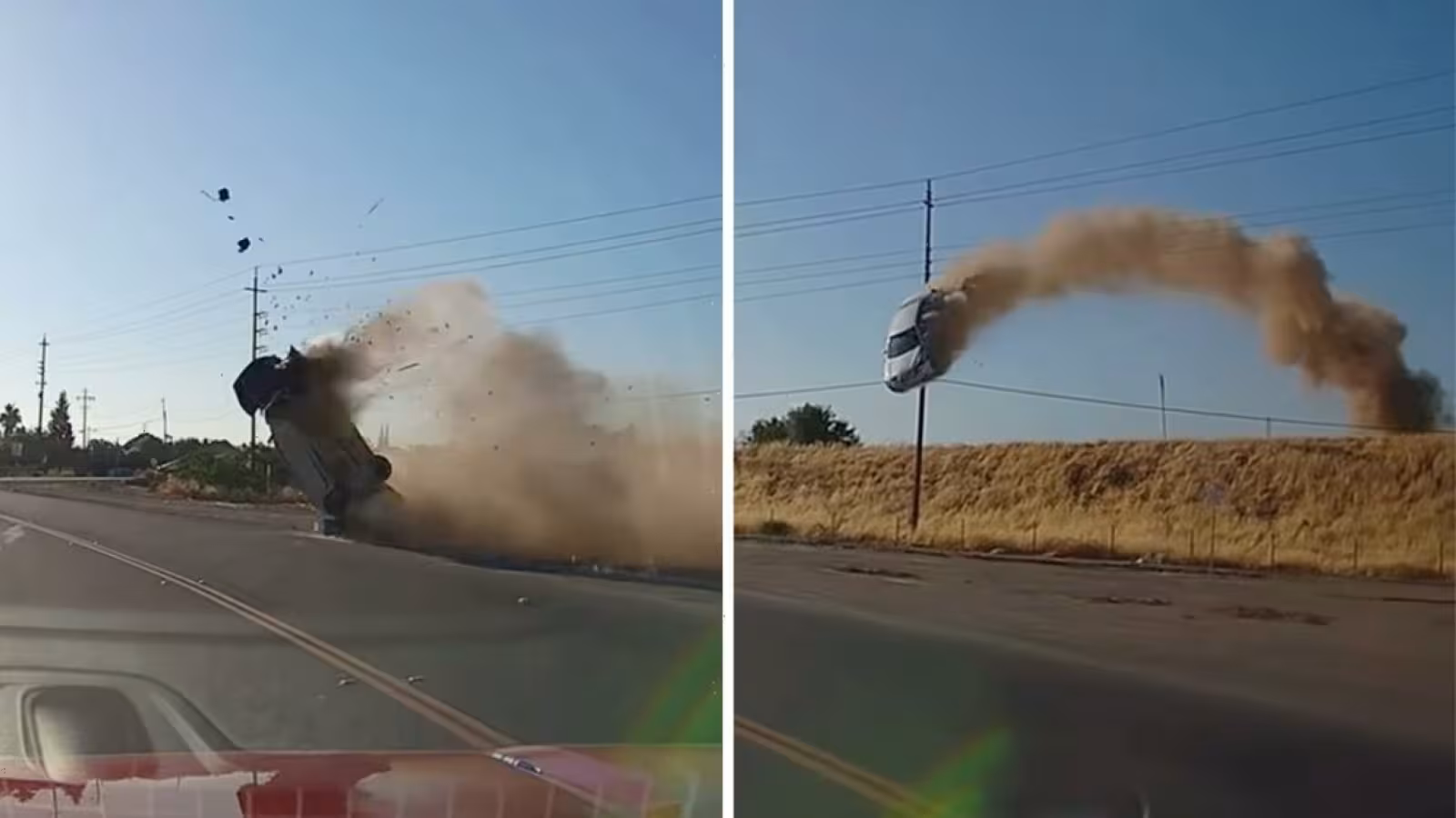 Accident hallucinant : une voiture s’envole sur l’autoroute en tombe en contrebas