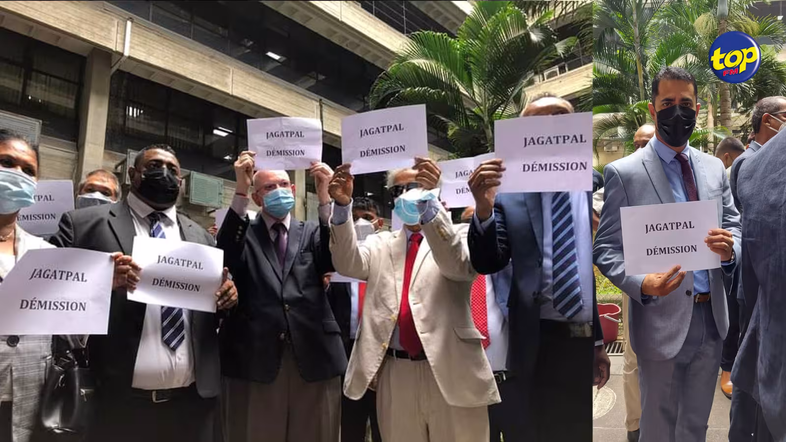 Devant le bâtiment Emmanuel Anquetil cet après-midi : Manifestation pacifique des députés de l’opposition pour réclamer la démission de Kailesh Jagutpal