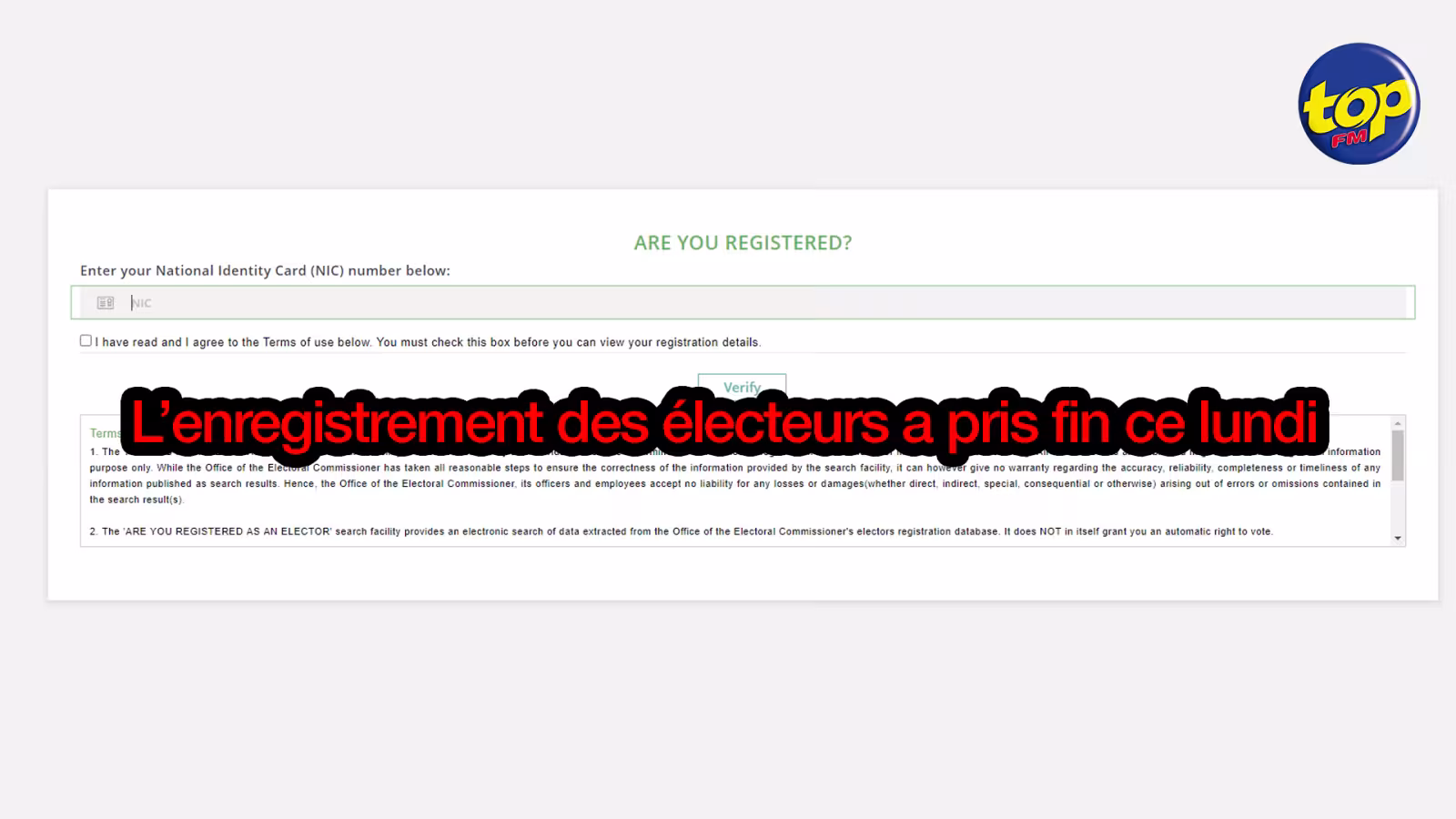 L’enregistrement des électeurs, à Maurice, Agalega, et Rodrigues se fera du 17 septembre au 01 octobre 2022