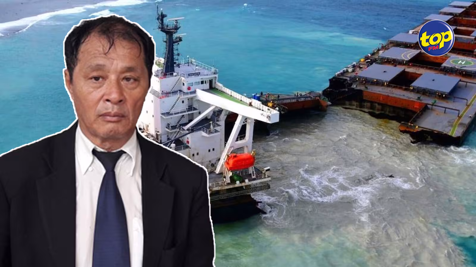La partie arrière du Wakashio toujours prisonnière des récifs :  ‘L’épave endommage les coraux à chaque fois que le temps est inclément’, déplore Georges Ah Yan