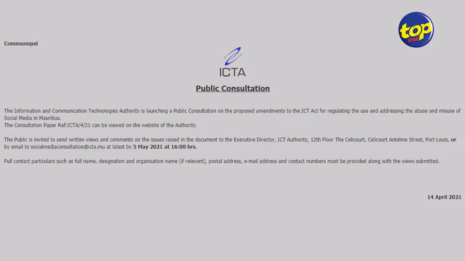 Propositions de l’Information and Communication Technologies Authority : « Un tel pouvoir d’intrusion dans la vie privée ne devrait jamais être permis dans une société libre, pluraliste  et démocratique », réagit la Jummah Mosque