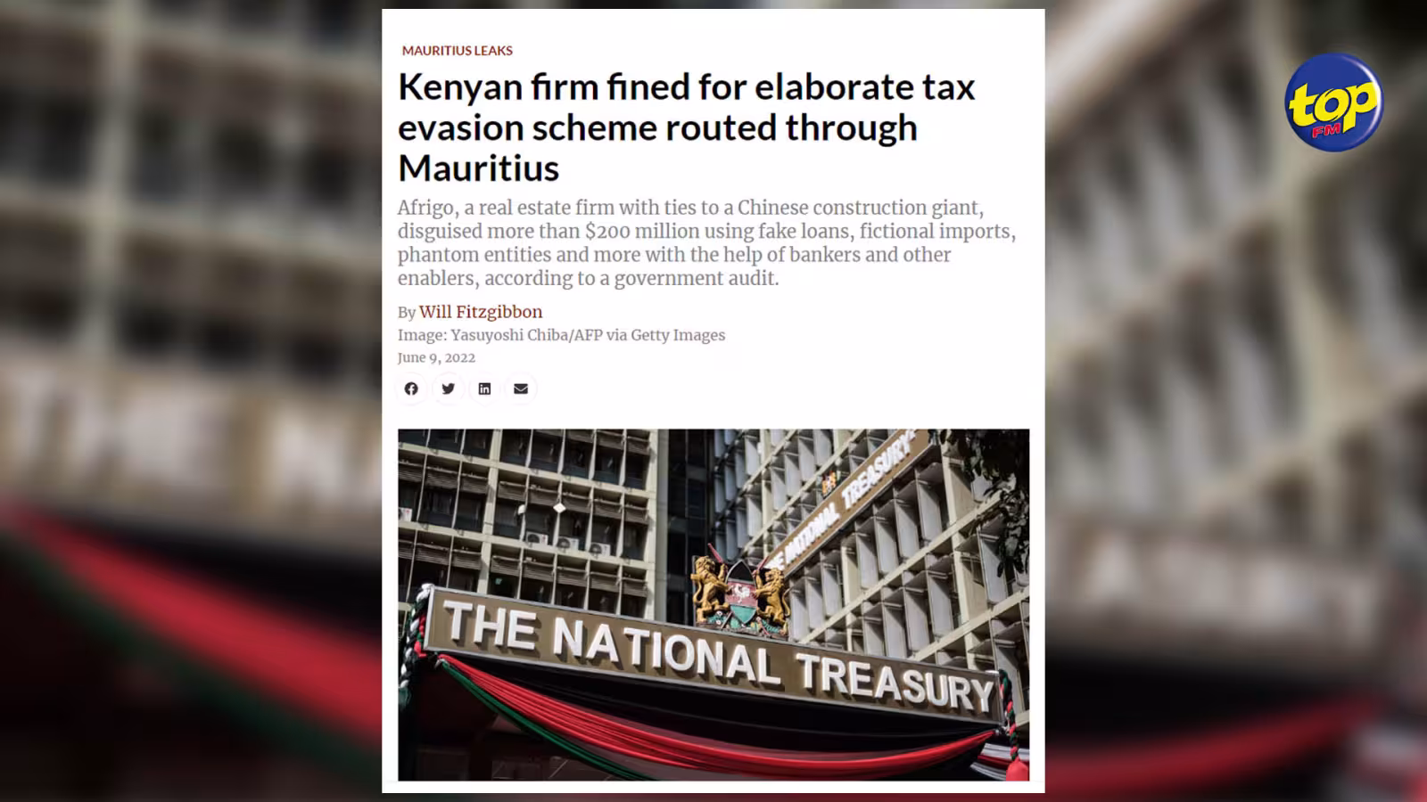 Au Kenya : Une firme condamnée à l’amende pour un système élaboré d’évasion fiscale transitant par l’île Maurice