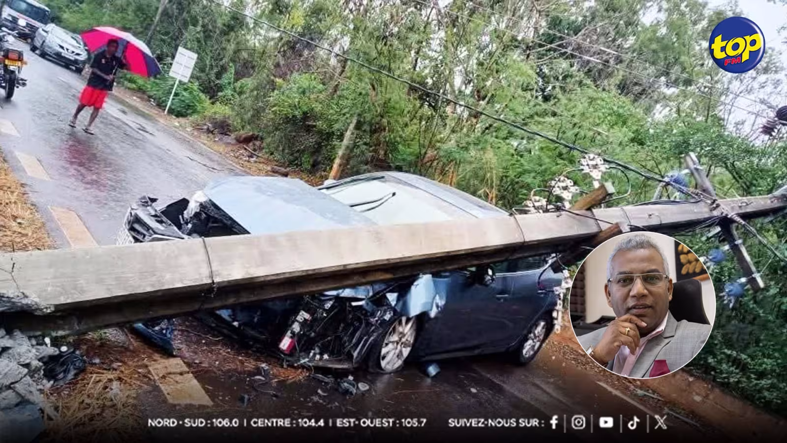Une voiture percute un pylône du CEB à St Joseph, Terre-Rouge : « L’automobiliste est indemne…Le pylône a été remplacé dans l’après-midi », affirme Thierry Ramasawmy