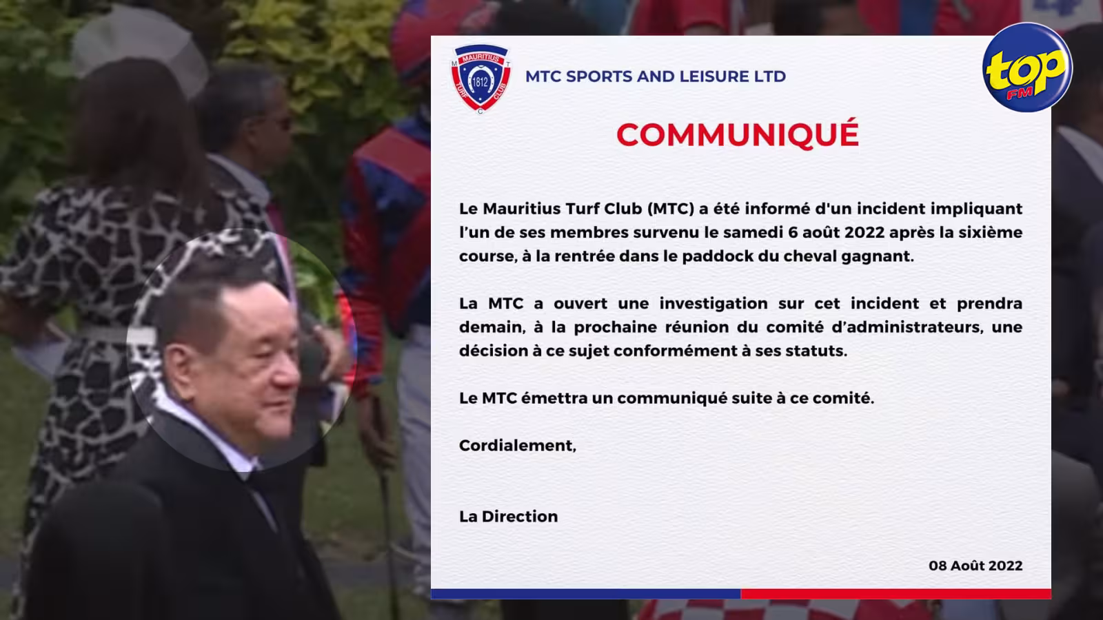 Incident au Champ de Mars samedi : Jean-Michel Lee Shim hué avant et après le Barbé Cup… la MTCSL initie une enquête