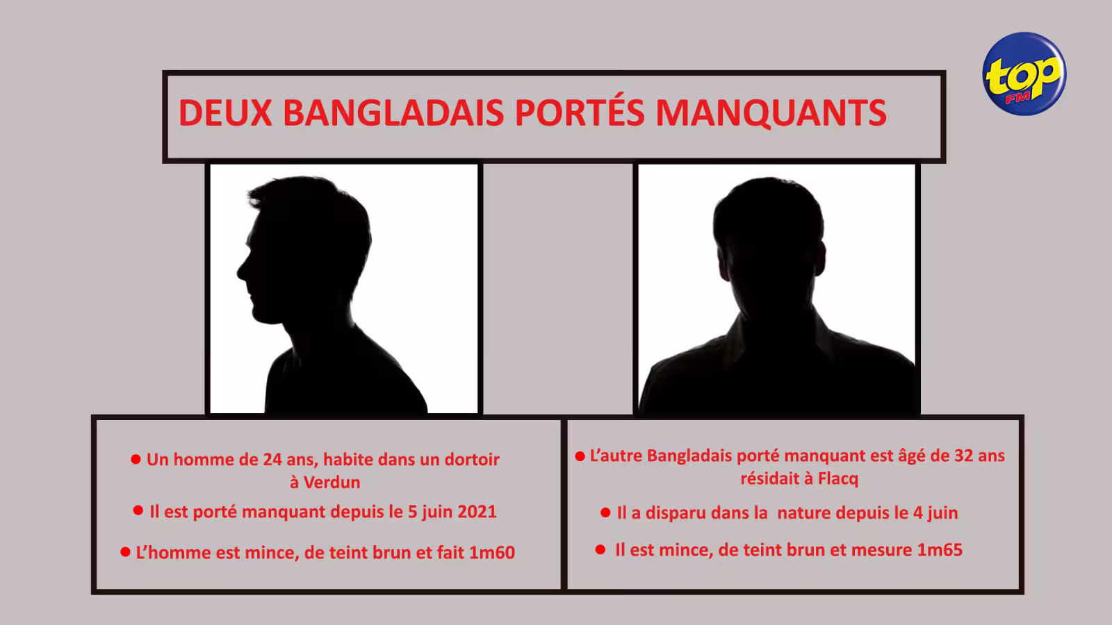 Dans l’Est : Deux Bangladais portés manquants