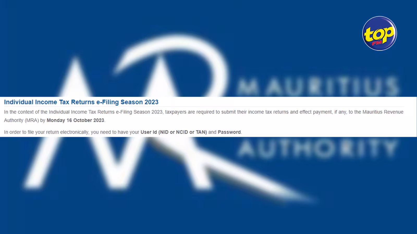 Mauritius Revenue Authority : Il vous reste quelques heures pour compléter et valider votre formulaire EDF