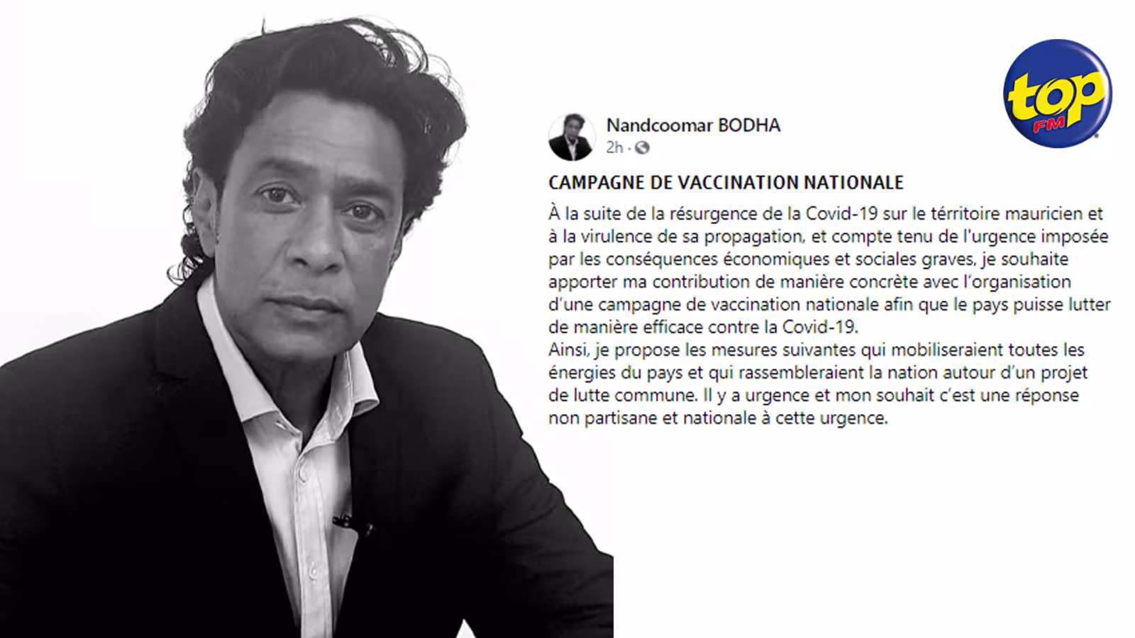 Covid-19 / Campagne de vaccination nationale : Nando Bodha préconise la vaccination de  750, 000 citoyens  en 30 jours