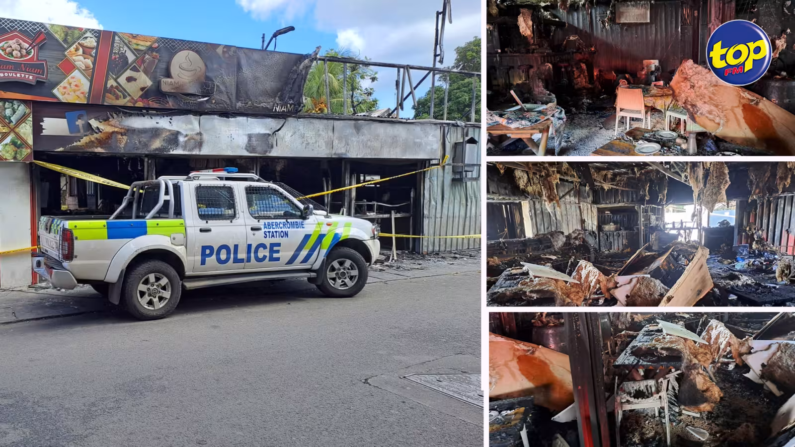 Le restaurant Niam Niam Porky ravagé par un incendie samedi : « Nou impé embrouillé actuellement mais nous déterminé recommence de zéro », indique Isabelle Etiennette, la gérante