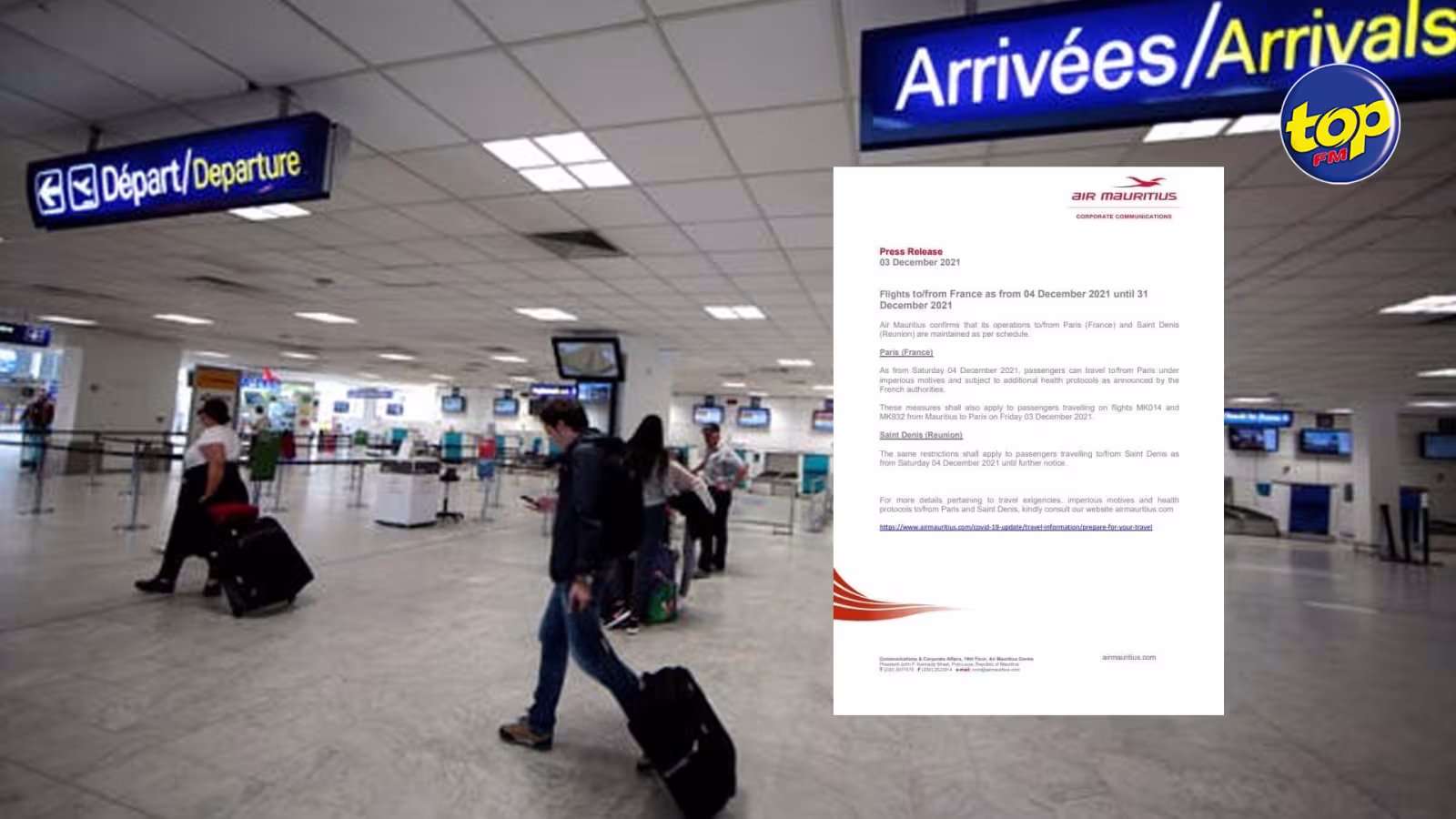 Covid-19 : Les vols en provenance et à destination de France maintenus jusqu’au 31 décembre prochain