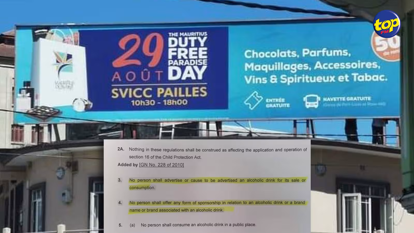 Un billboard du Mauritius Duty Free Paradise faisant fi de la loi interpelle :  Rama Valayden qualifie le panneau publicitaire d’illégal et demande au ministre de la Santé d’agir promptement…
