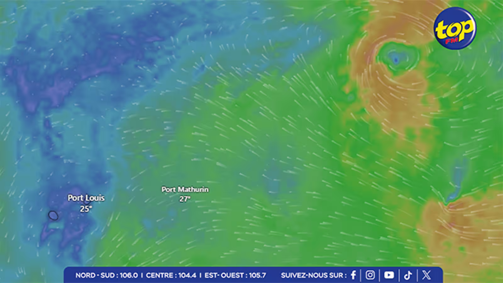 Météo : Première trajectoire prévisionnelle de la Perturbation Tropicale N°7, dans la région