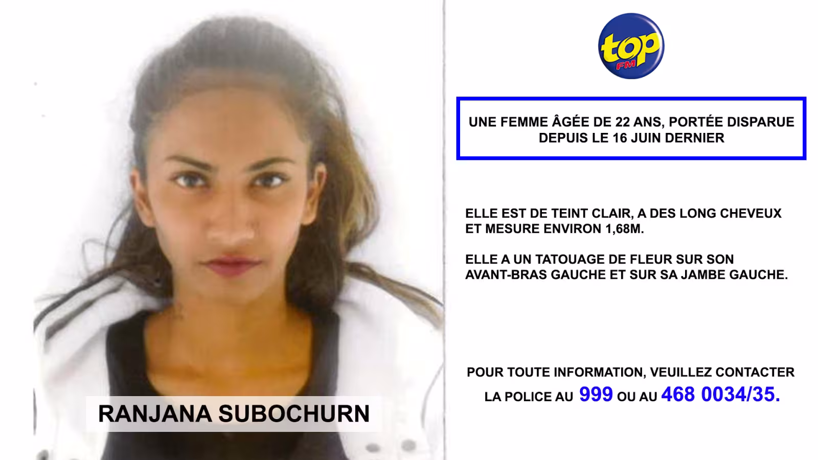 À Grand Bois: une femme âgée de 22 ans, portée disparue depuis le 16 juin dernier