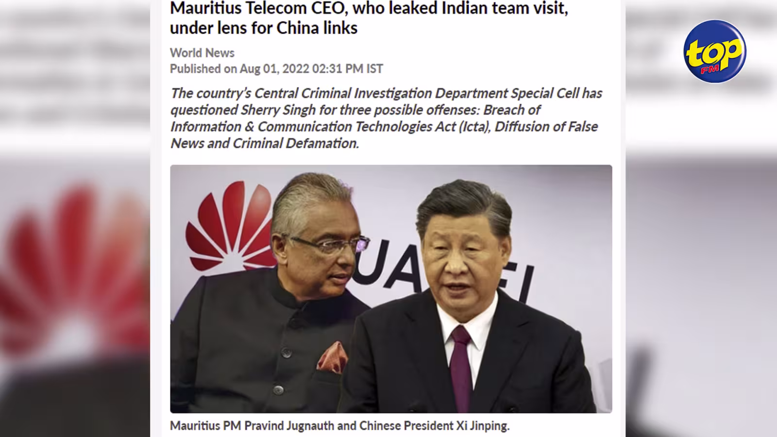 Allégations de sniffing : Y a-t-il complicité entre Sherry Singh et la firme chinoise Huawei ? s’interroge le Hindustan Times