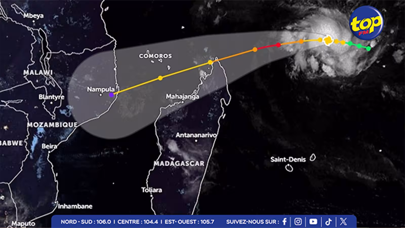 Situation autour d’Agalega : La forte tempête tropicale CHIDO s'est intensifiée en un cyclone tropical