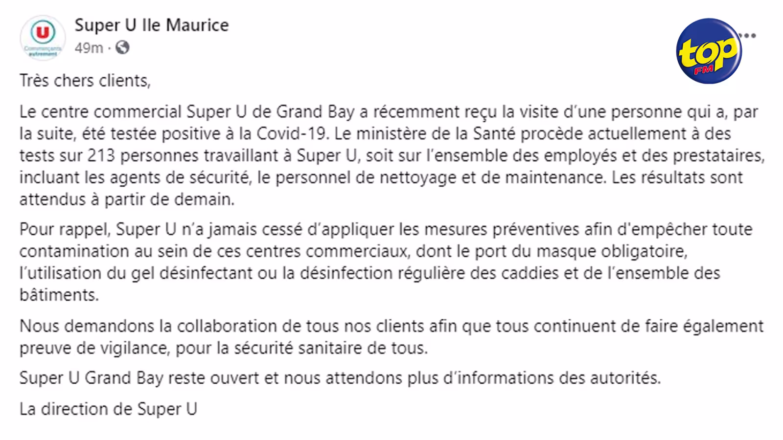 À Grand Baie : Pour avoir accueilli une personne testée positive à la Covid-19, Sebs Kitchen obligé de fermer temporairement ses portes et l’ensemble du personnel de Super U testé