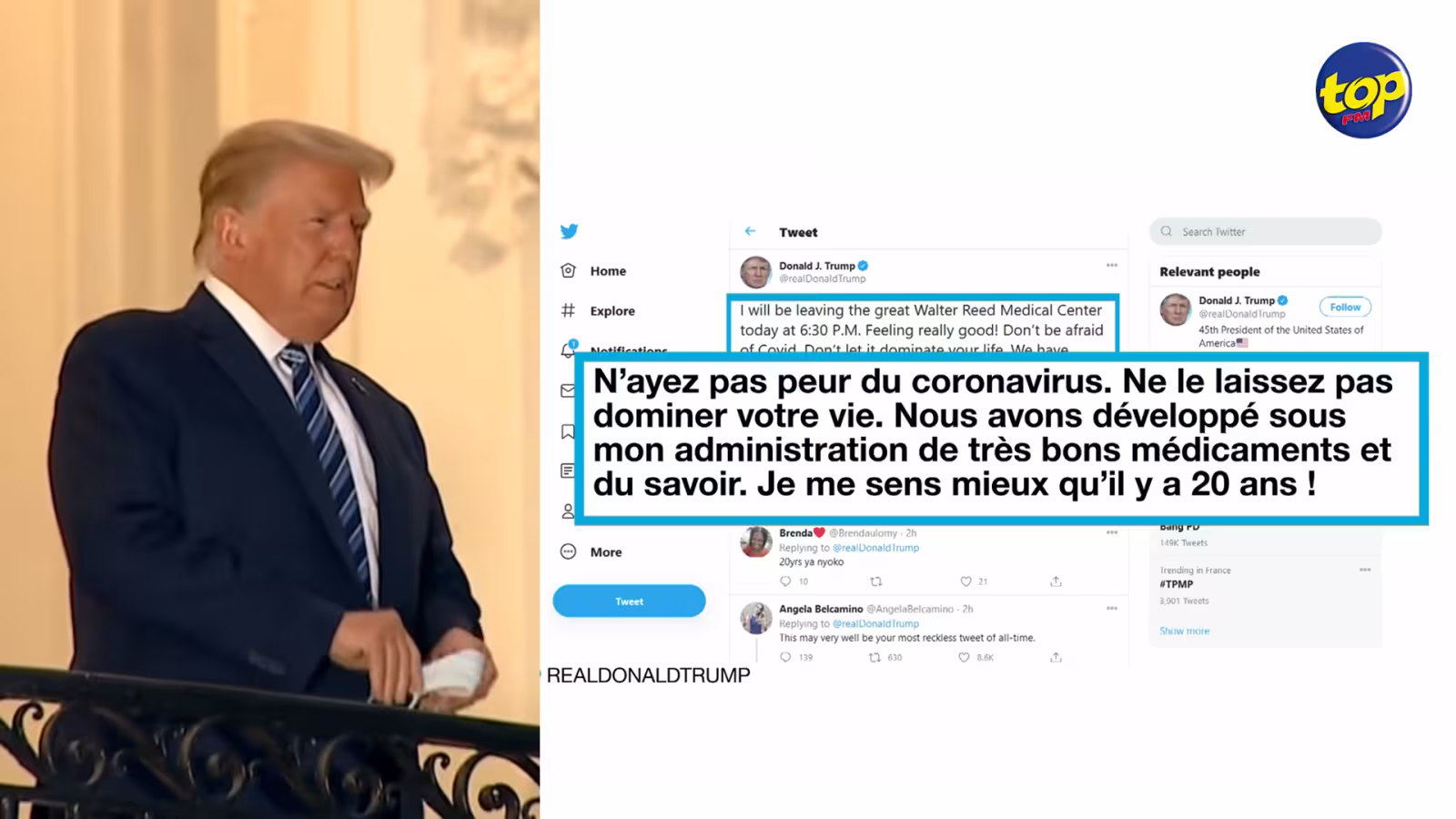 Covid-19 : Donald Trump a quitté l’hôpital hier soir pour faire une déclaration qui a choqué l’Amérique