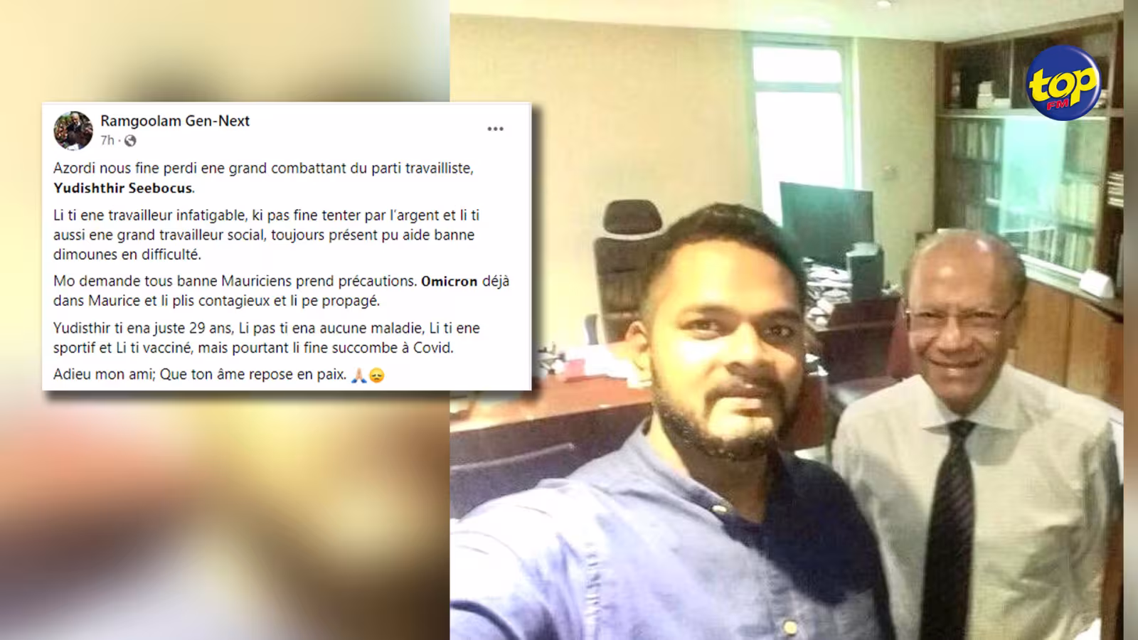 Yudishthir Seebocus succombe à la Covid-19 : Navin Ramgoolam rend hommage à un grand combattant du PTr
