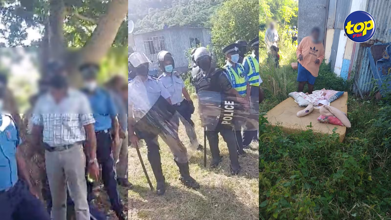 Sa maison détruite au Morne : « Mo ti-zanfan ena 12 zour, mo pa kone kot sa nou pou ale ! » témoigne Joana dont la famille a été évacuée par les forces de l’ordre suite à un ordre de la cour