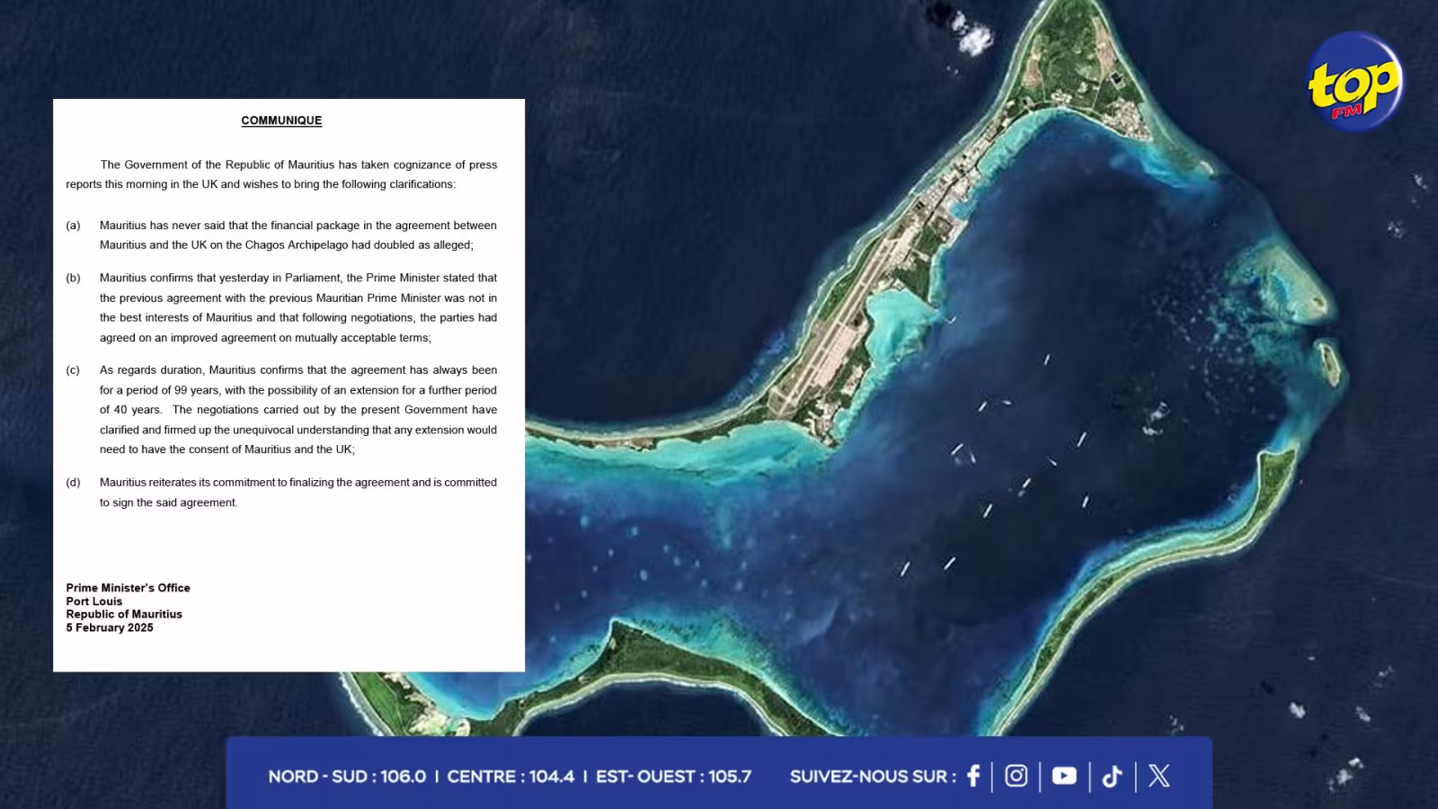 Accord sur les Chagos : Le PMO dément les rumeurs de la presse britannique et clarifie les négociations avec le Royaume-Uni