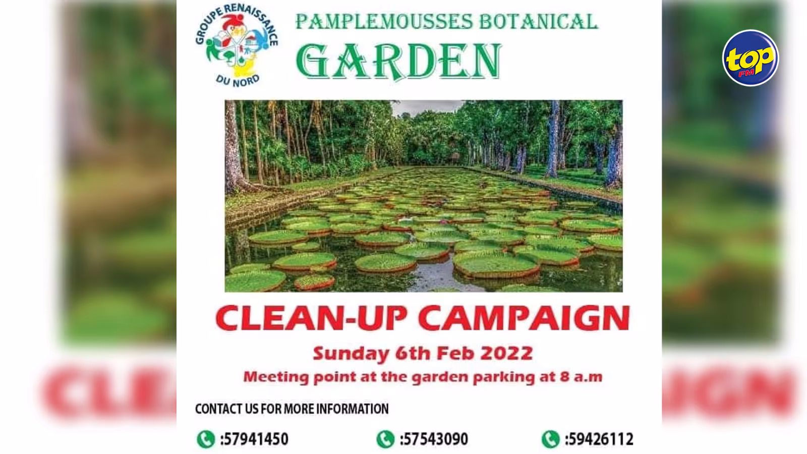 Après le cyclone Batsirai : le groupe Renaissance du Nord organise une campagne de nettoyage au Jardin botanique de Pamplemousses ce dimanche