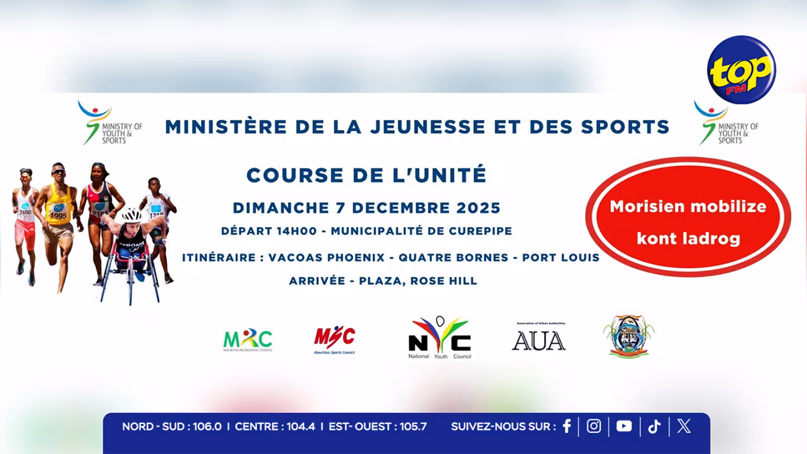 Course de l’Unité 2025 : 44 km de relais pour promouvoir l’unité nationale et sensibiliser contre la drogue