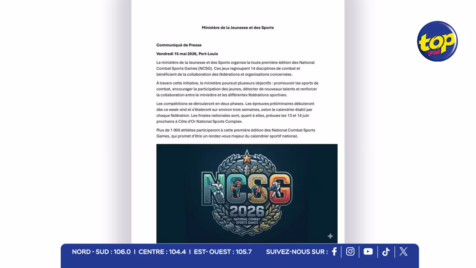 National Combat Sports Games : Maurice réunit plus de 1 000 athlètes pour une première édition nationale