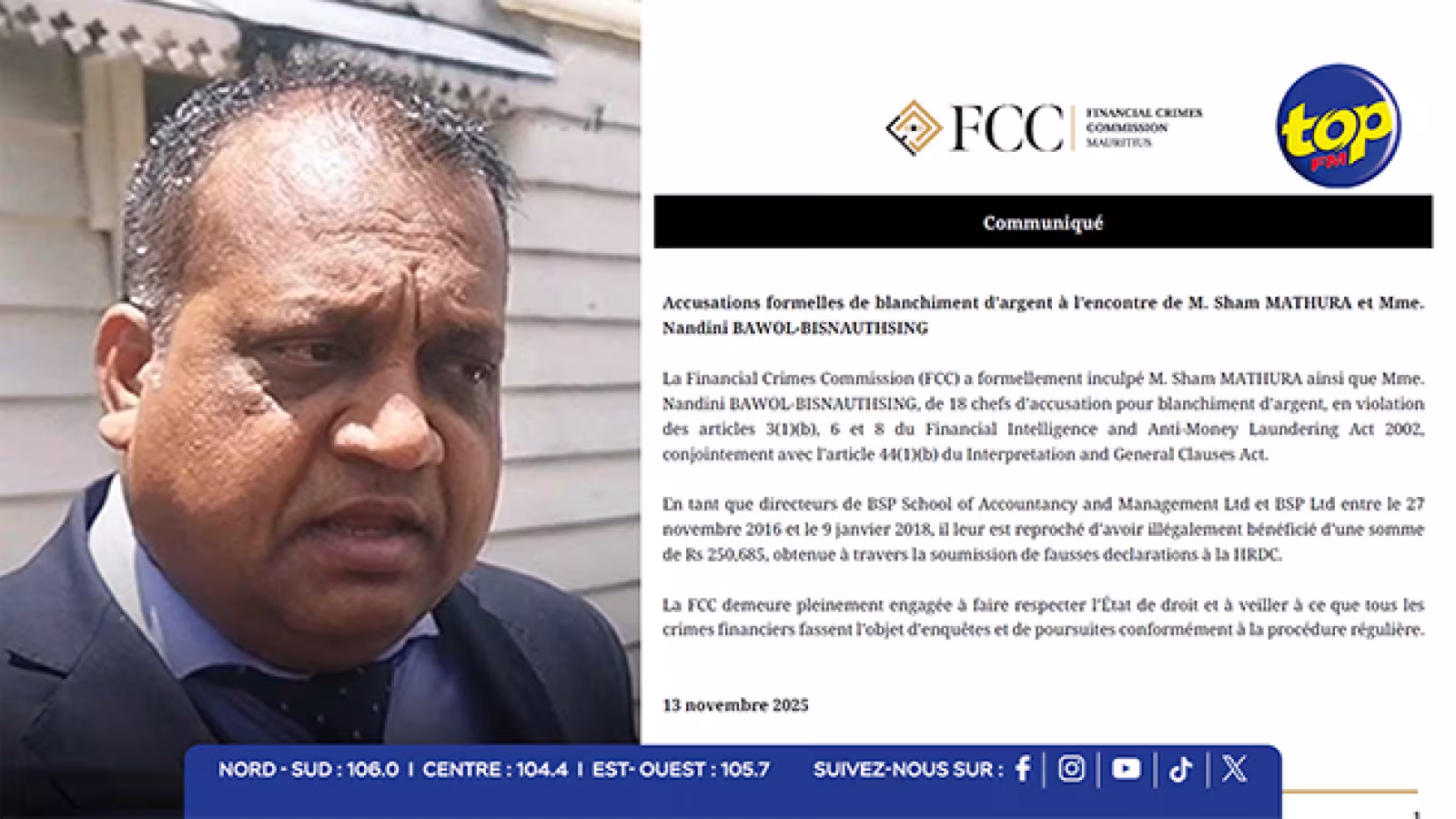 Blanchiment d’argent présumé : Sham Mathura et Nandini Bawol-Bisnauthsing inculpés par la FCC pour fausses déclarations