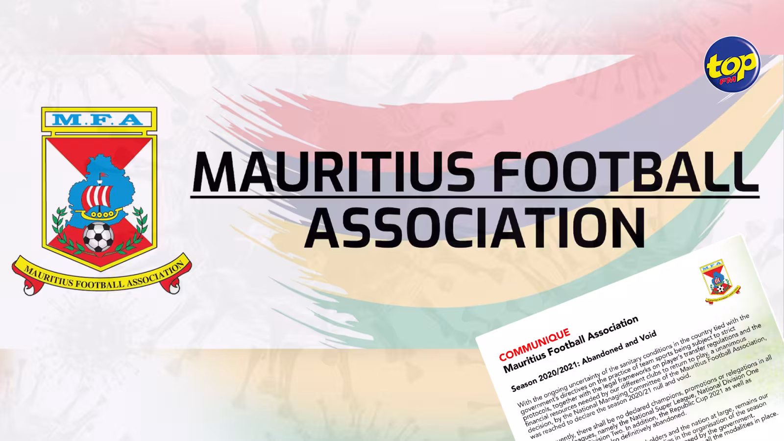 Résurgence du coronavirus : la Mauritius Football Association annule  la saison 2020/2021