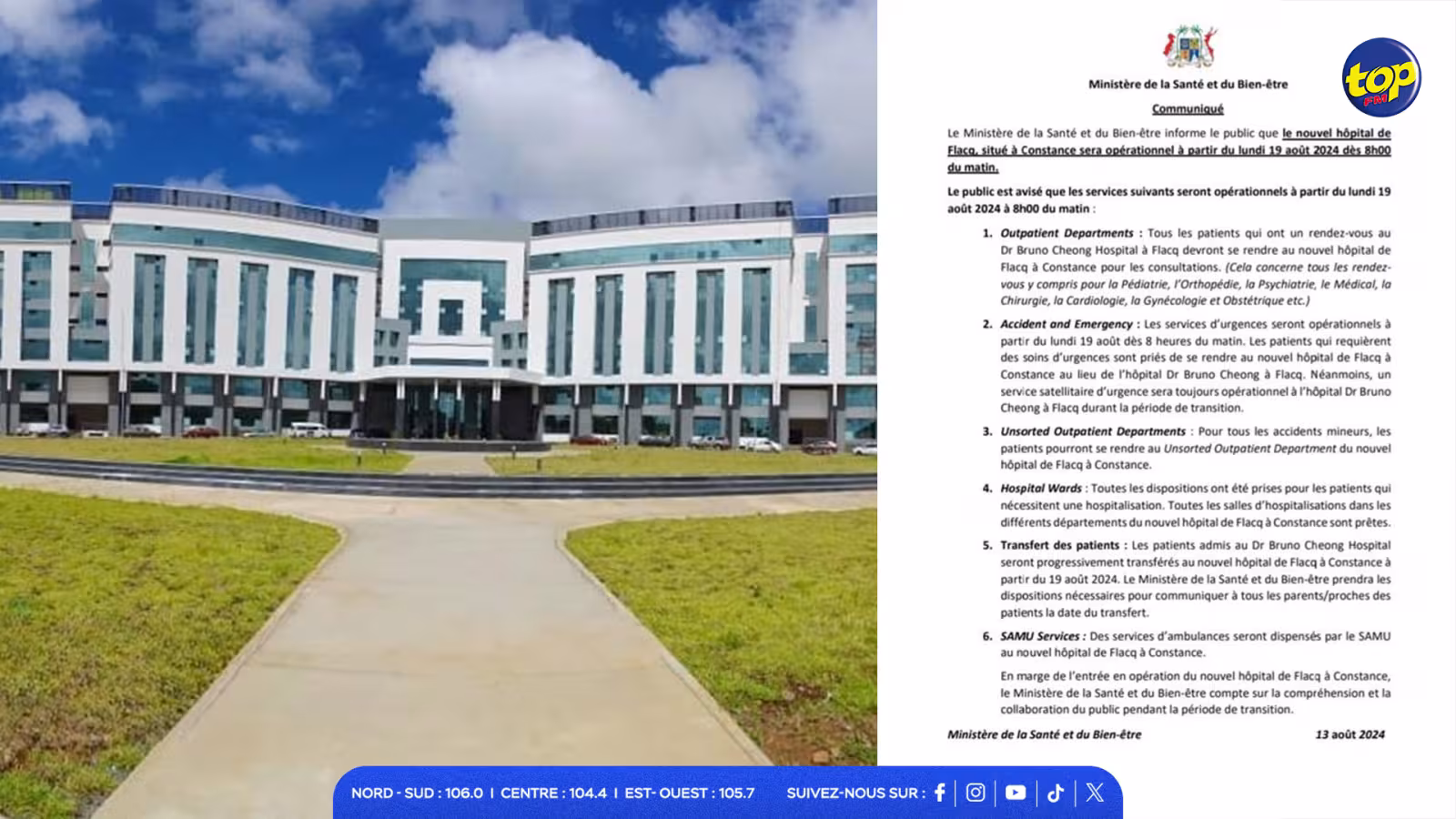 Ouverture du nouvel hôpital de Flacq