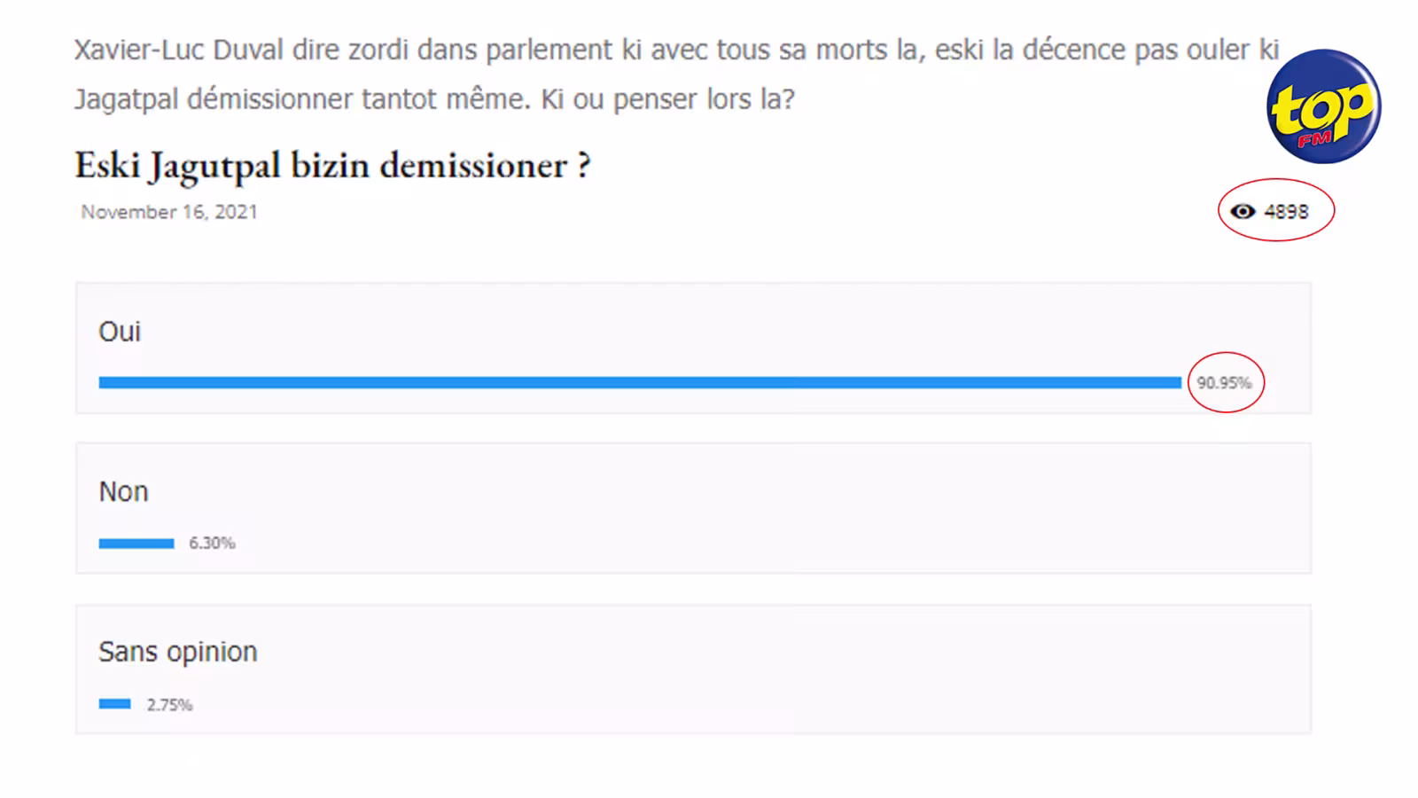 Sondage : vous êtes 90% à penser que Kailesh Jagutpal doit démissionner