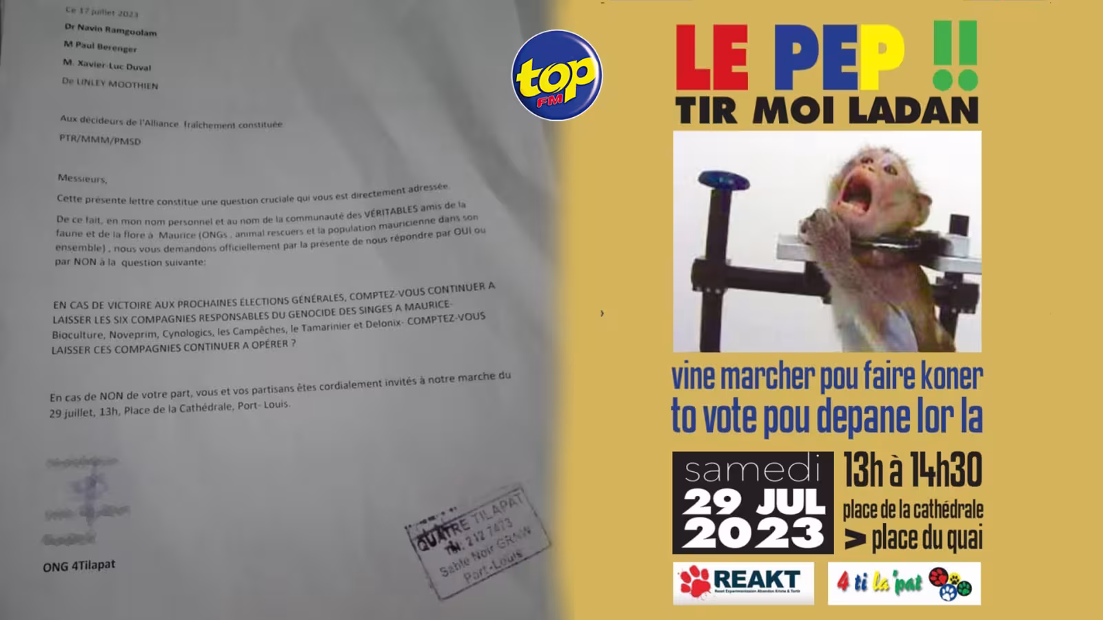 Dans une correspondance adressée aux dirigeants de l’alliance PTr, MMM et PMSD concernant l’exploitation et l’exportation des singes à Maurice : “En cas de prise de pouvoir, allez-vous soutenir cette cause pour dire non à ce commerce très controversé », écrit Linley Moothien