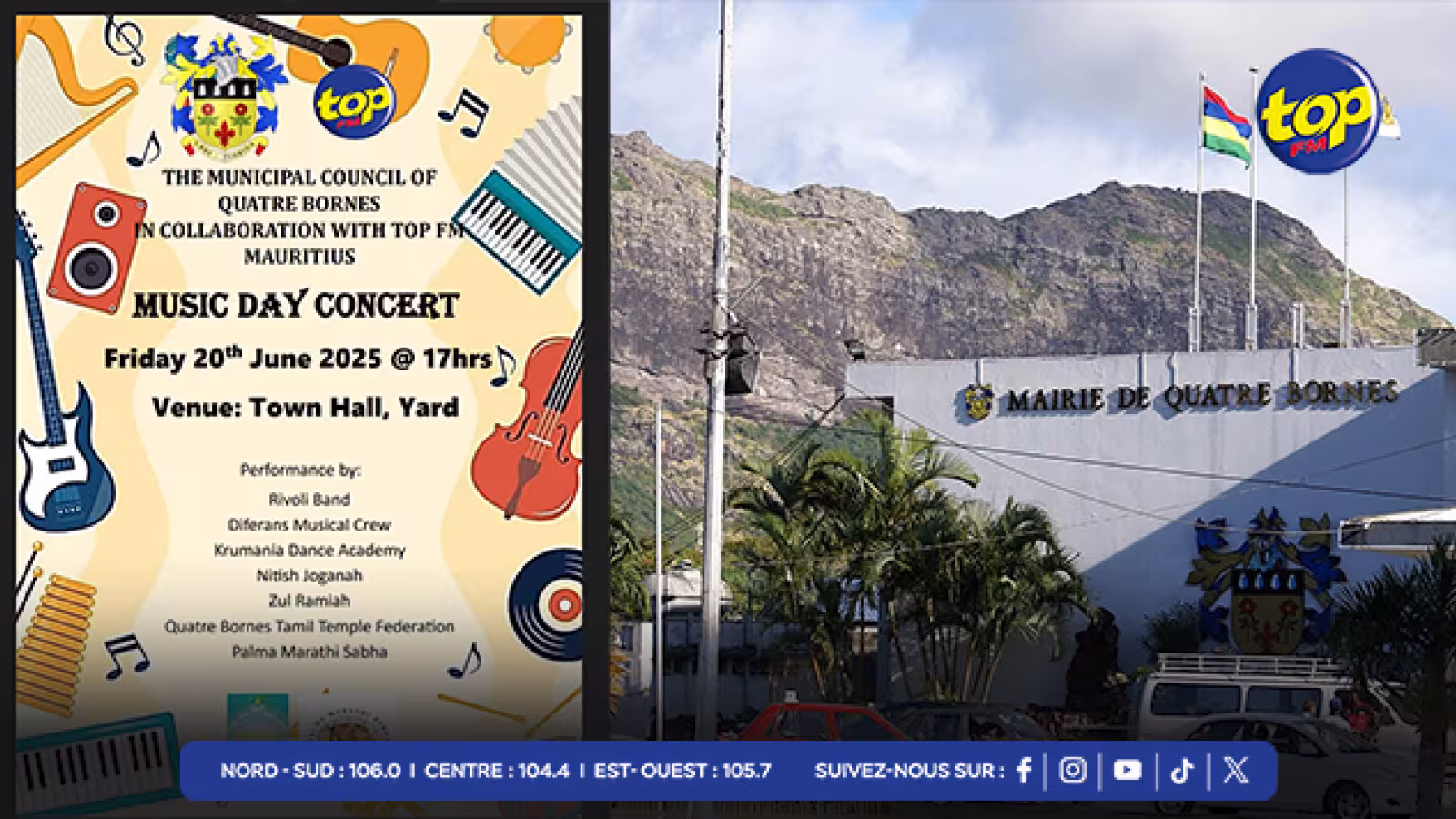 Fête de la Musique ce vendredi : rejoignez-nous à la municipalité de Quatre-Bornes pour une soirée inoubliable !