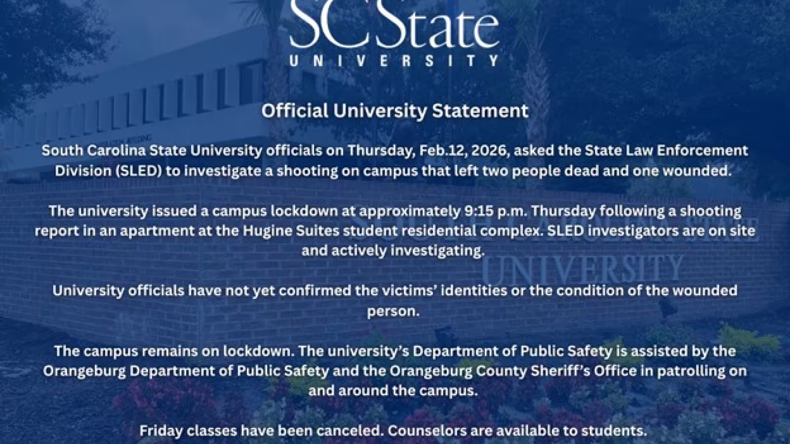 États-Unis : deux morts et un blessé dans une fusillade sur le campus de l’Université d’État de Caroline du Sud