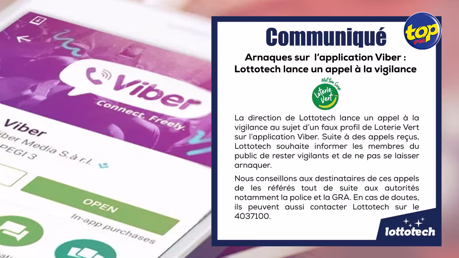 Arnaque sur l’application Viber : Lottotech lance un appel à la vigilance au public