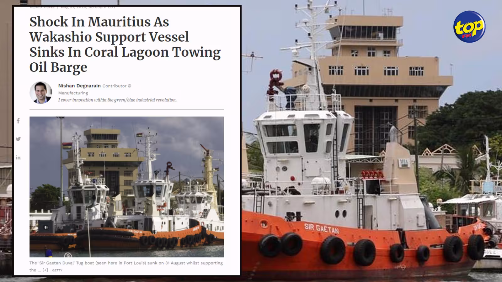 Drame au large de Poudre d’Or : Alors que les images satellites indiquent que la barge l’Ami Constant a coulé hier soir, elle était bel et bien à flot ce matin souligne Forbes