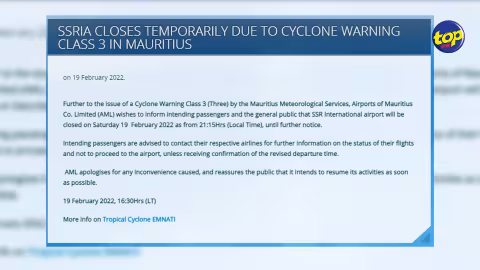 Cyclone Emnati : L’aéroport SSR fermé à 21h15 ce samedi soir