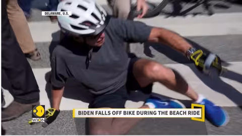 Joe Biden tombe de vélo et fait la une de la presse