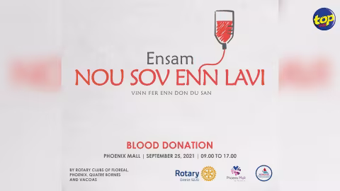 Don de sang organisé au Phoenix-Mall, ce samedi jusqu’à 16 heures : le Rotary Club de Floréal fait appel à votre générosité