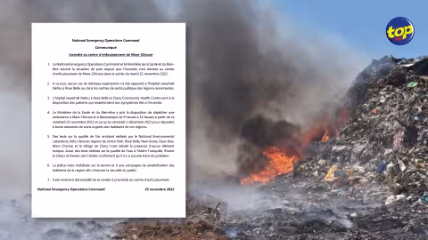 Incendie au Centre d’enfouissement de  Mare-Chicose : Aucun élément toxique ni dans l’air ni dans l’eau n’a été constaté pour l’heure… Il est toutefois déconseillé au public de se rendre à proximité du dépotoir